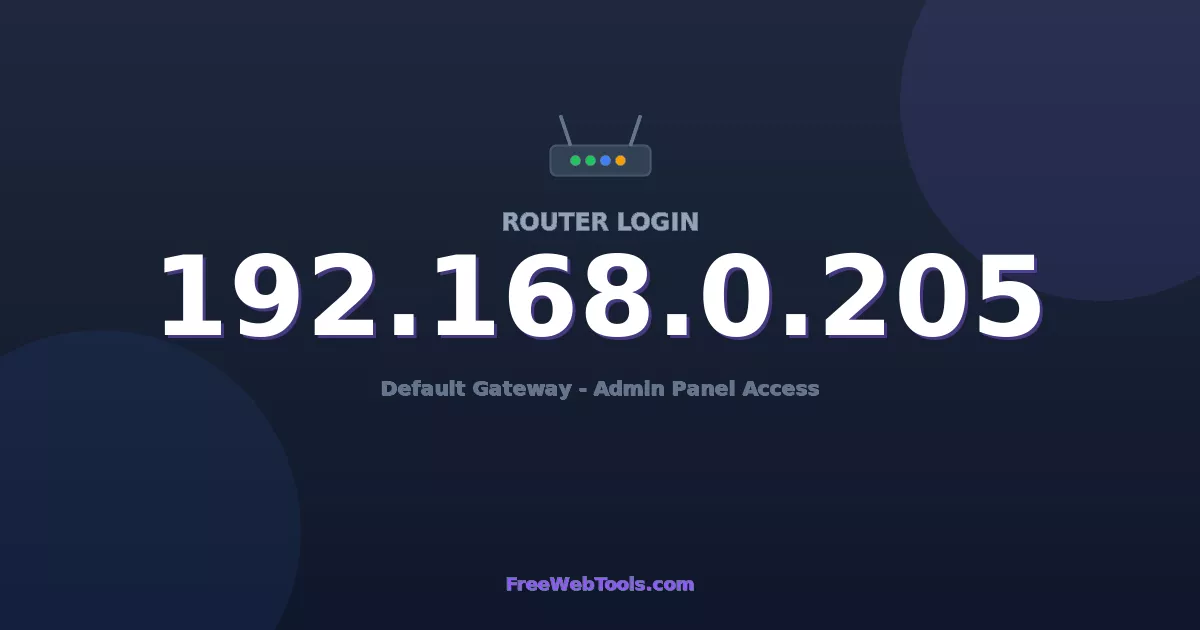 192.168.0.205 Router Login - Router Default Password (2026)