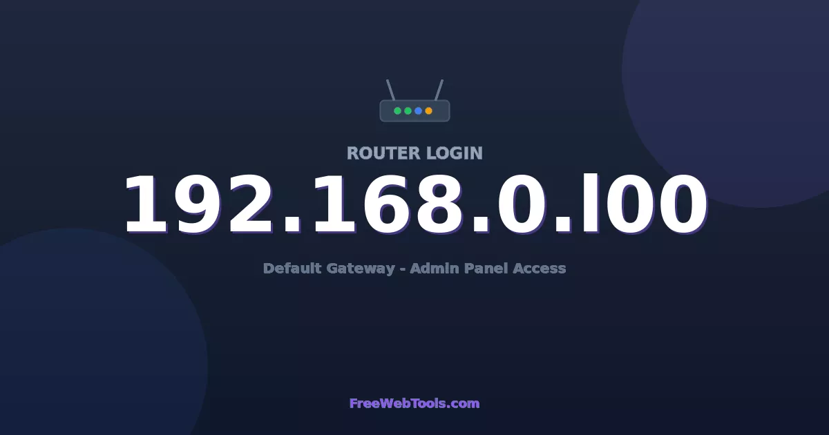 192.168.0.100 Router Login (Admin) — Step-by-Step Guide [2026]