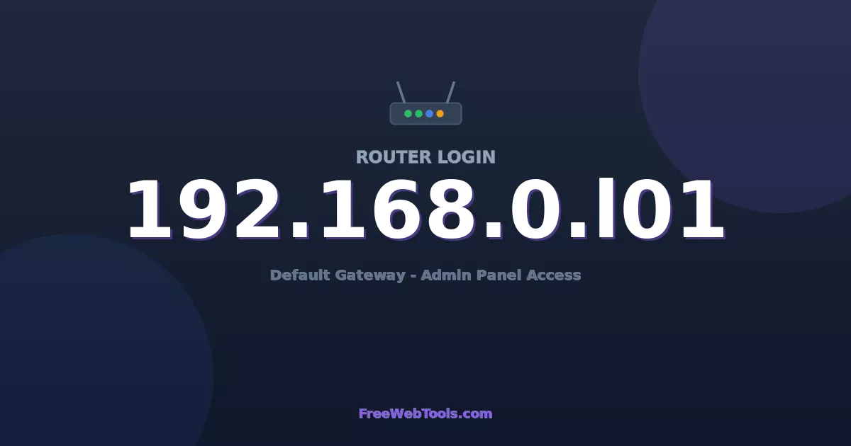192.168.0.101 Router Login (Admin) — Step-by-Step Guide [2026]