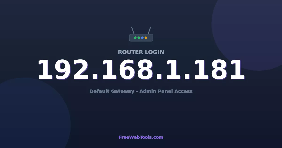 192.168.1.181 Router Login - Router Default Password (2026)