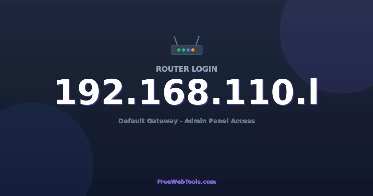 192.168.110.1 (192.168.110.l) Login – Reyee Admin & Password