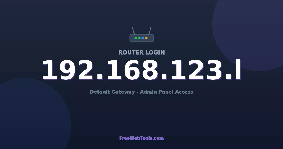 192.168.123.1 Router Login (Admin) — Step-by-Step Guide [2026]