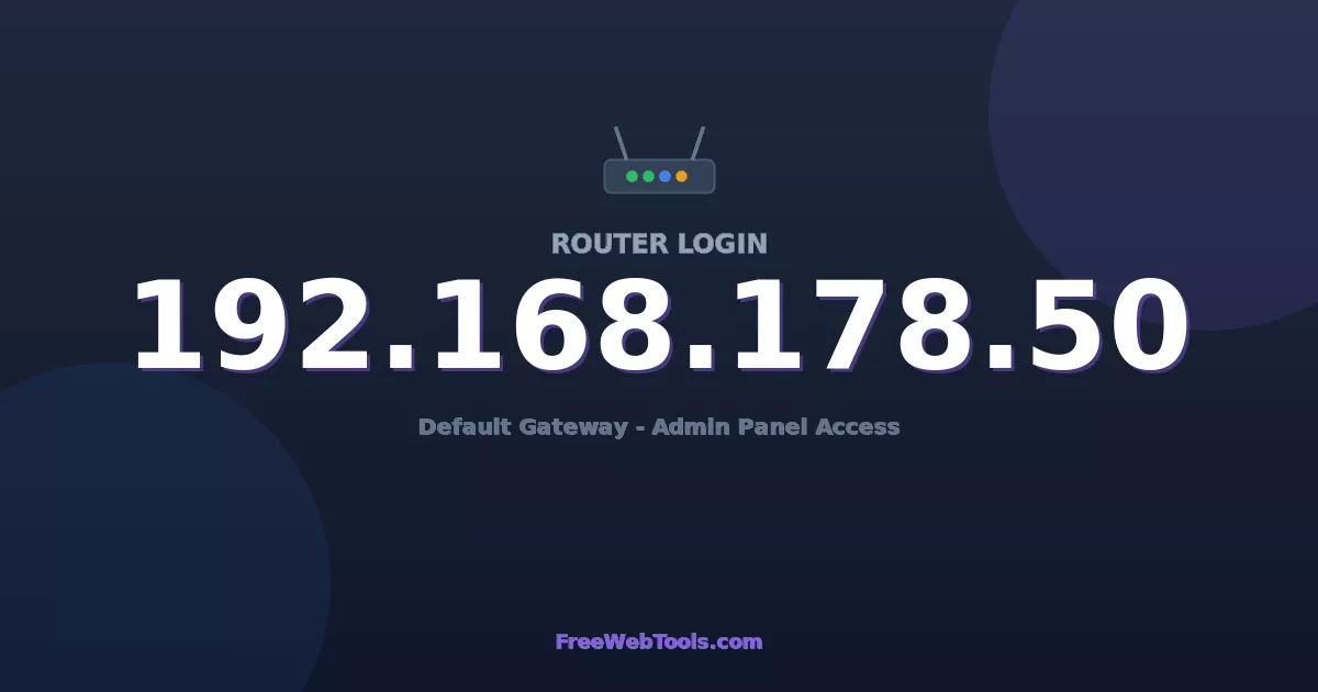192.168.178.50 Router Login (Admin) — Step-by-Step Guide [2026]