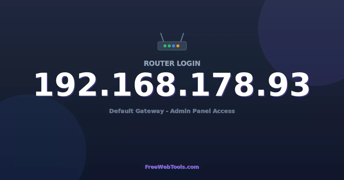192.168.178.93 Router Login (Admin) — Step-by-Step Guide [2026]