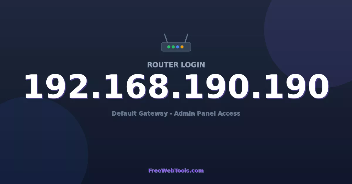 192.168.190.190 Router Login (Admin) — Step-by-Step Guide [2026]