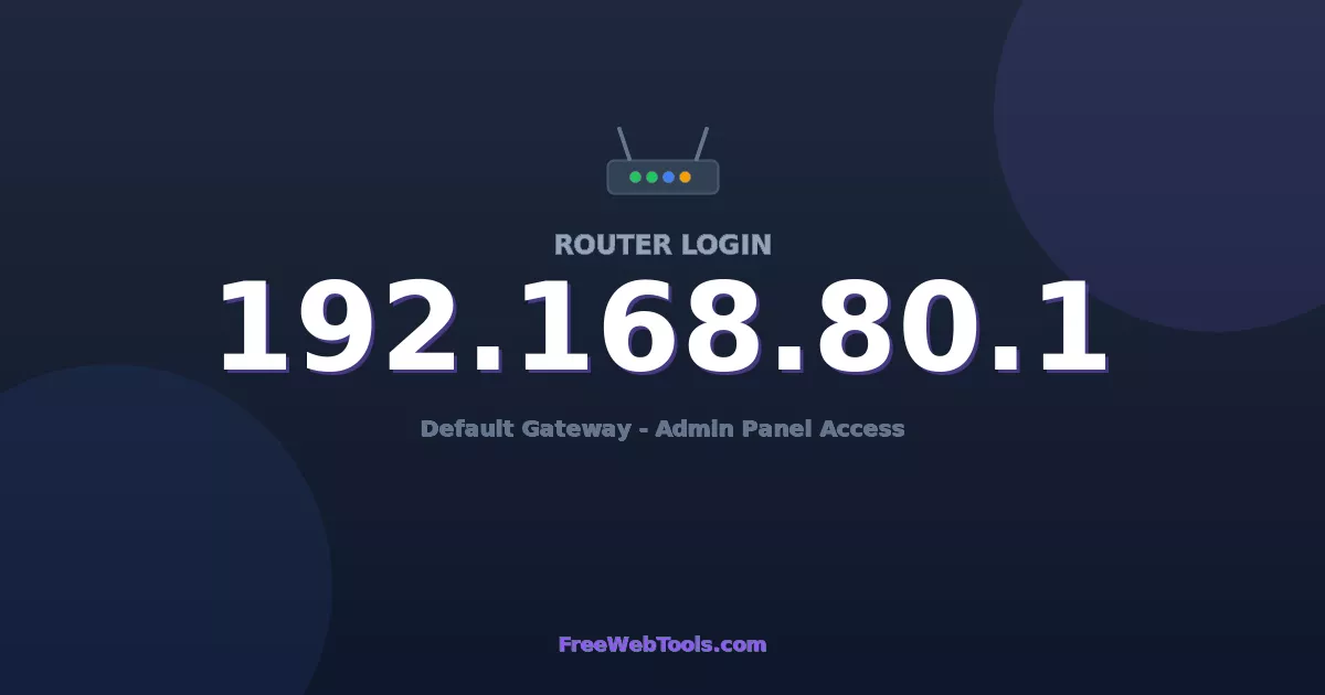 192.168.80.1 Router Login – Admin & Password