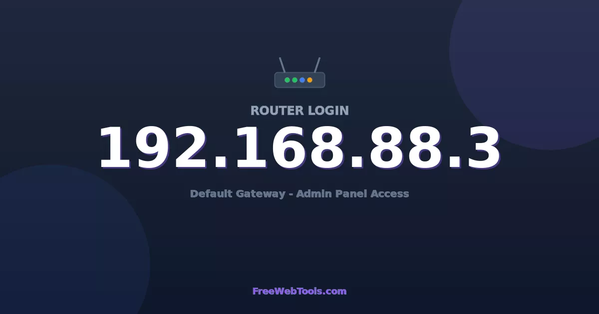 192.168.88.3 Router Login (Admin) — Step-by-Step Guide [2026]