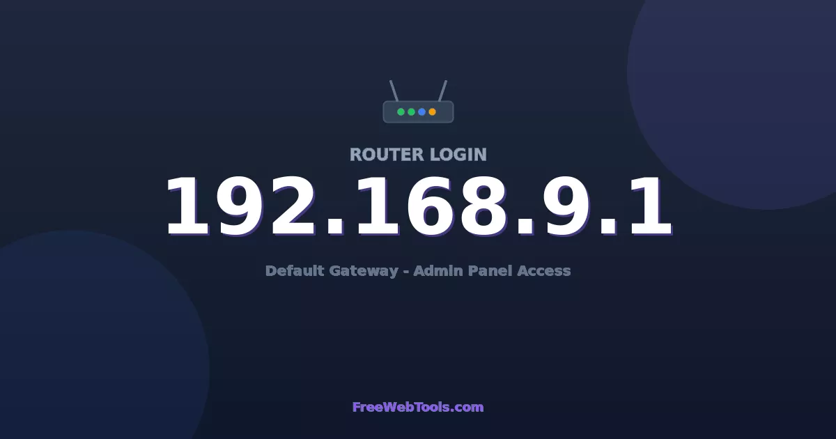 192.168.9.1 Router Login – Admin & Password