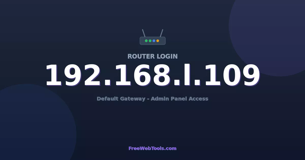 192.168.1.109 Router Login (Admin) — Step-by-Step Guide [2026]