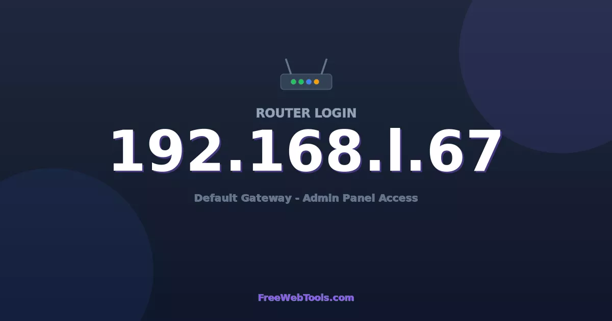 192.168.1.67 Router Login (Admin) — Step-by-Step Guide [2026]