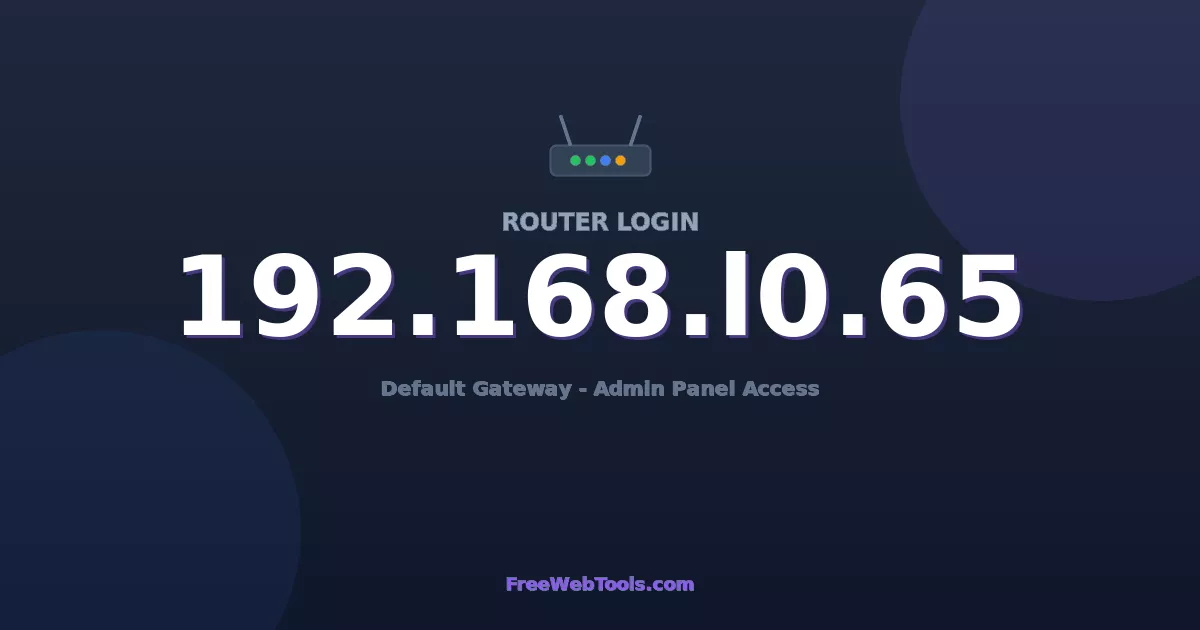 192.168.10.65 Router Login (Admin) — Step-by-Step Guide [2026]