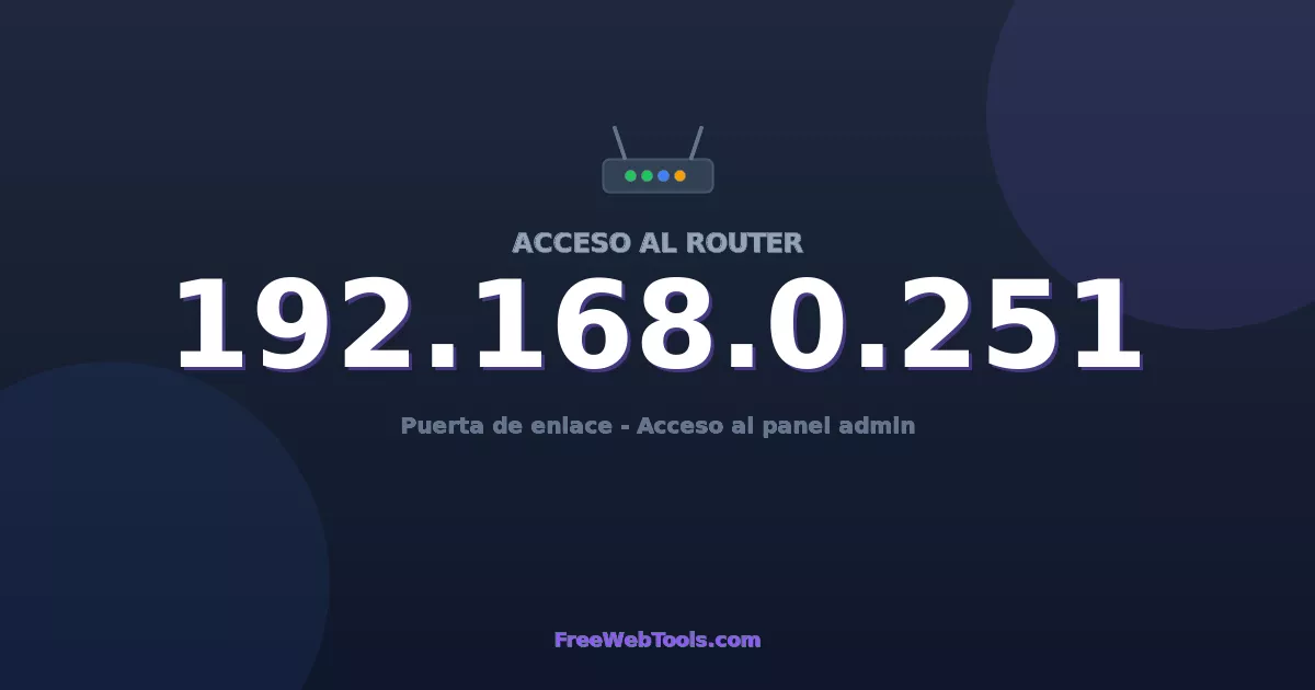 192.168.0.251 Acceso Admin - Contraseña del router por defecto (2026)