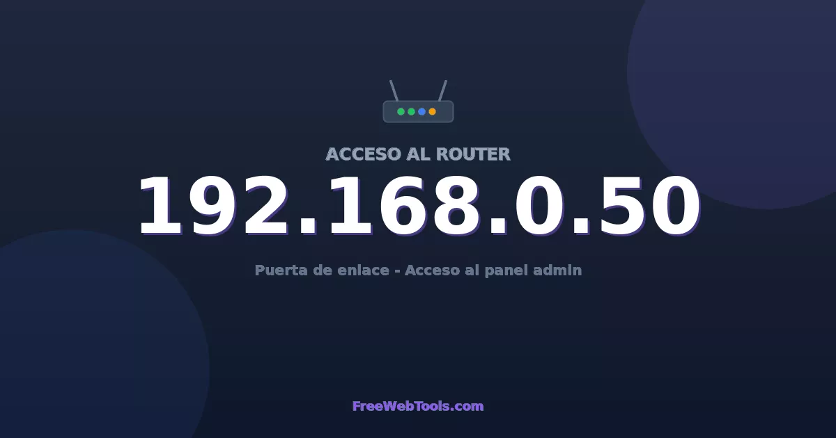 192.168.0.50 Acceso Admin - Contraseña del router por defecto (2026)