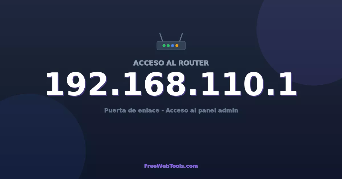 192.168.110.1 Acceso Admin - Contraseña del router por defecto (2026)
