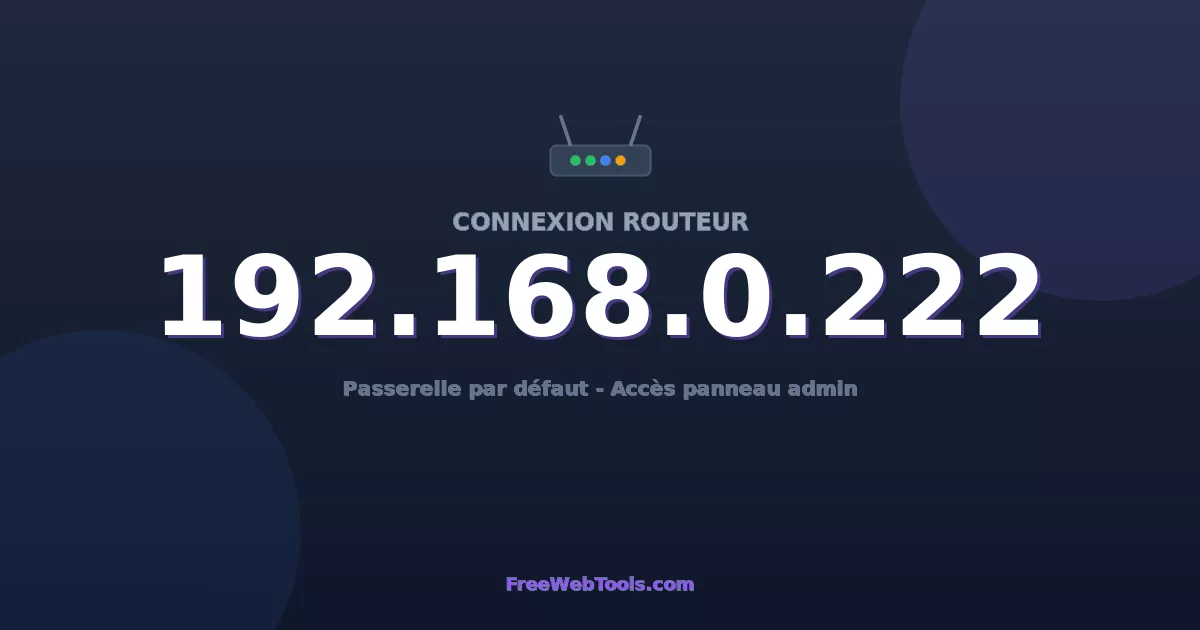 192.168.0.222 Connexion au Routeur - Guide pas-à-pas [2026]