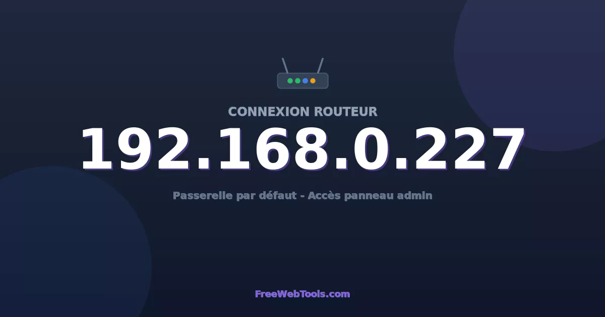 192.168.0.227 Connexion au Routeur - Guide pas-à-pas [2026]