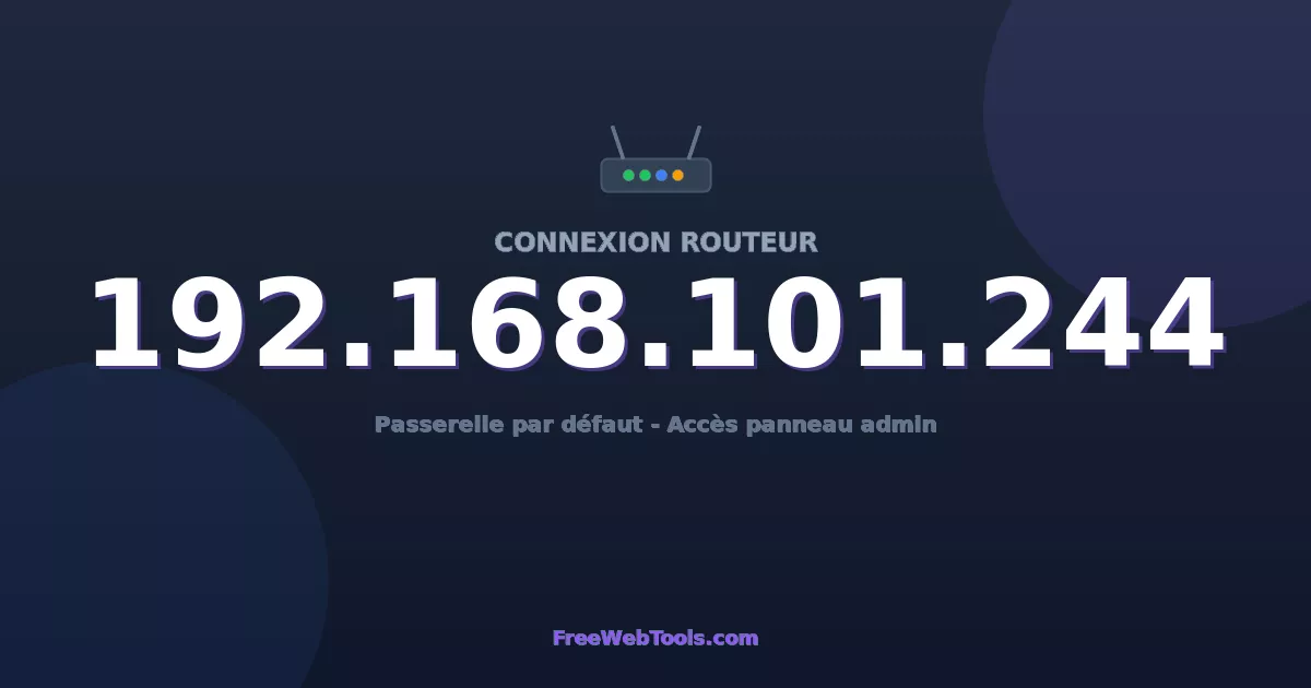 192.168.101.244 Connexion au Routeur - Guide pas-à-pas [2026]