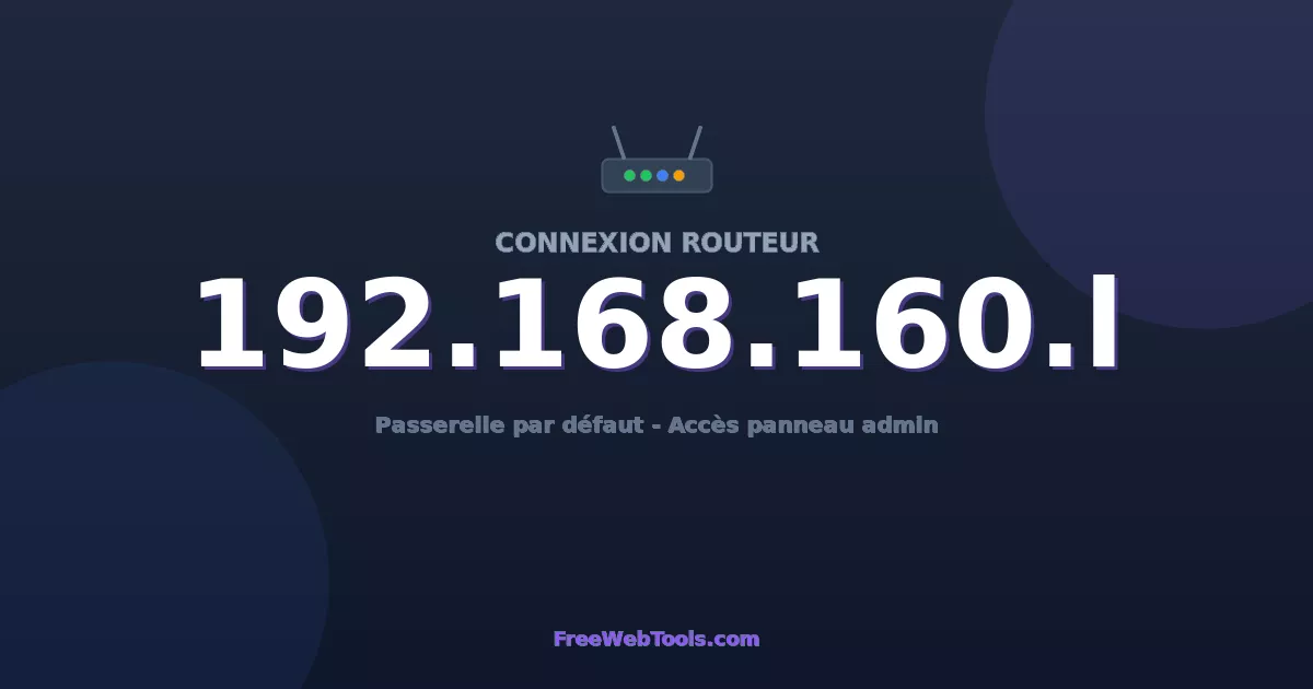 192.168.160.1 (192.168.160.l) – Connexion routeur et mot de passe
