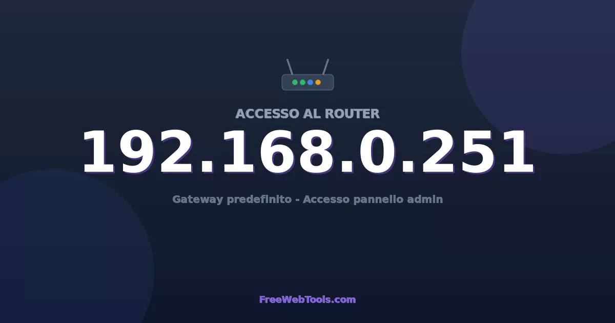 192.168.0.251 Login Admin - Password router predefinita (2026)