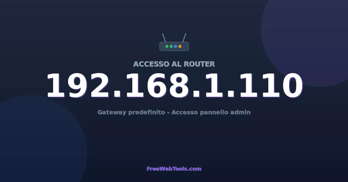 192.168.1.110 Login Admin - Password router predefinita (2026)