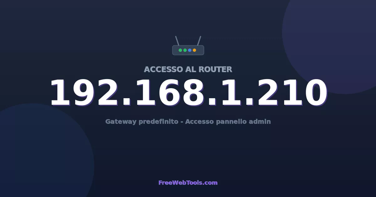 192.168.1.210 Login Admin - Password router predefinita (2026)
