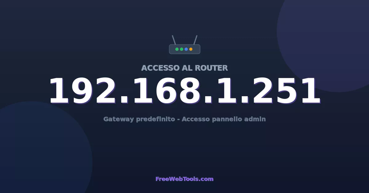 192.168.1.251 Login Admin - Password router predefinita (2026)
