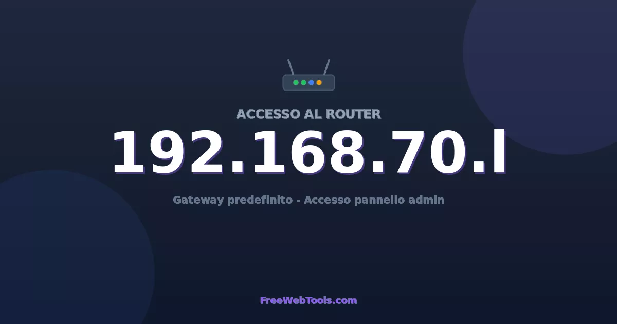 192.168.70.1 (192.168.70.l) – Accesso al router e password