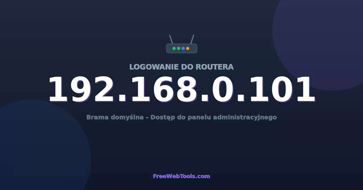 192.168.0.101 Logowanie Admin - Domyślne hasło routera (2026)