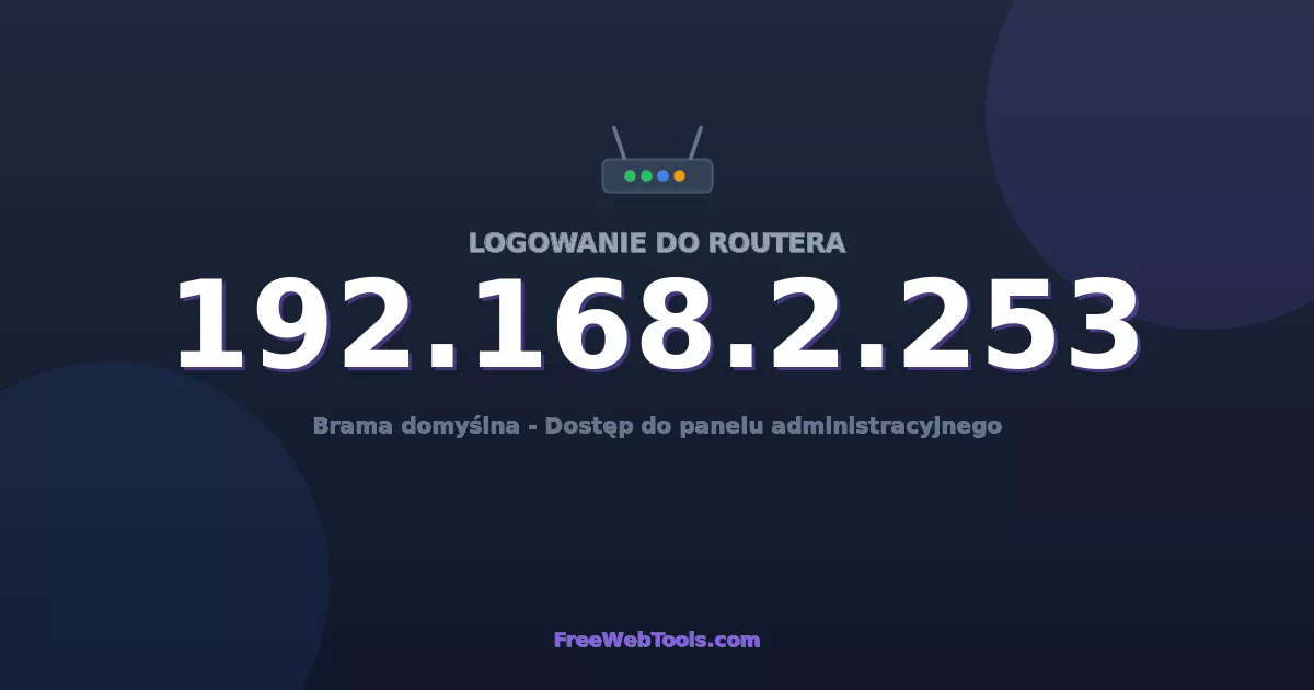 192.168.2.253 Logowanie Admin - Domyślne hasło routera (2026)