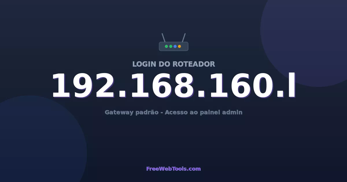 192.168.160.1 (192.168.160.l) – Login do roteador e senha