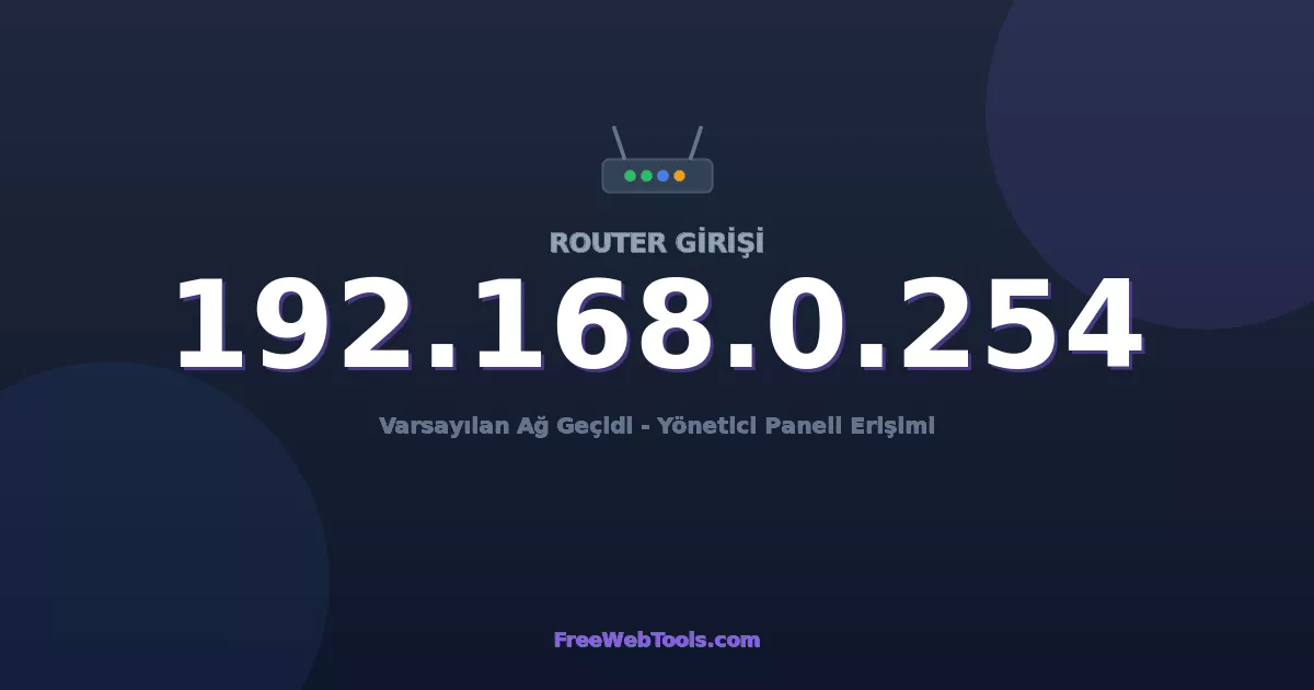 192.168.0.254 Yönetici Girişi - Varsayılan Router Şifresi (2026)