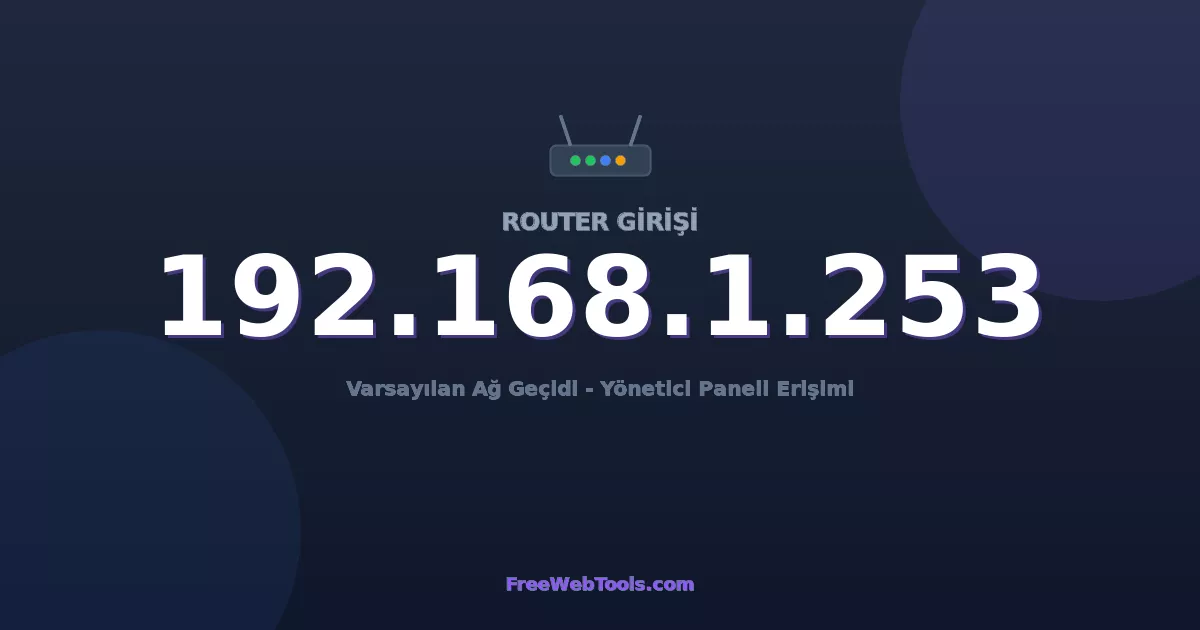 192.168.1.253 Yönetici Girişi - Varsayılan Router Şifresi (2026)