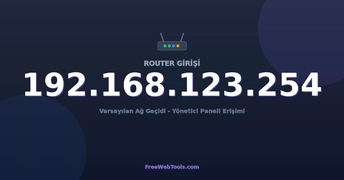 192.168.123.254 Yönetici Girişi - Varsayılan Router Şifresi (2026)