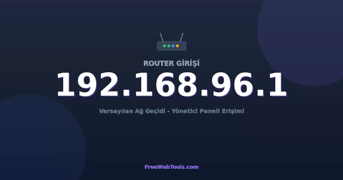 192.168.96.1 Yönetici Girişi - Varsayılan Router Şifresi (2026)